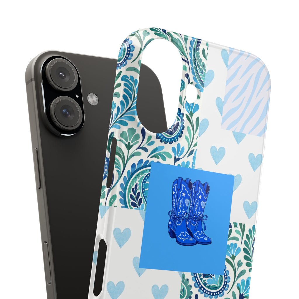 Blue Boot Multi Pattern  – Slim iphone Case