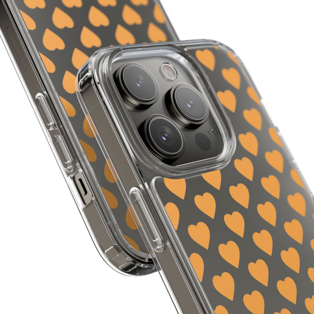 Orange Heart Pattern— Clear Phone Case