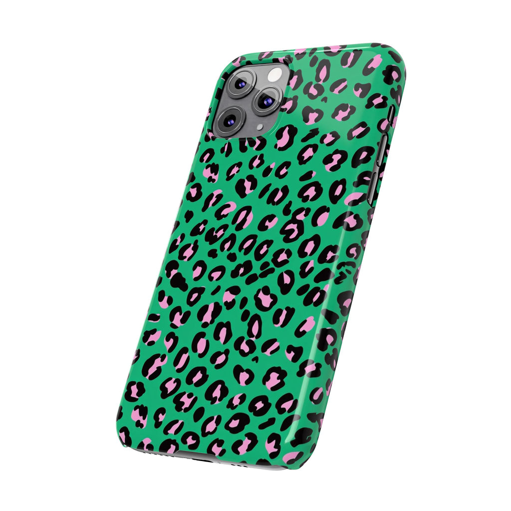 Green & Pink Leopard — Slim iphone Case