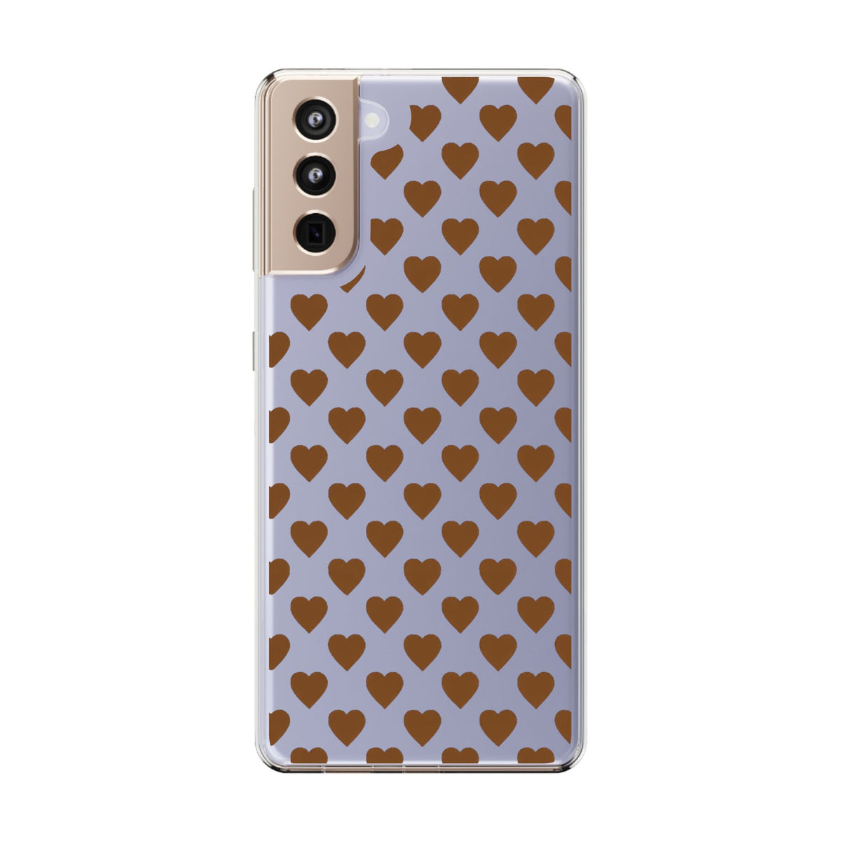 Brown Heart Pattern — Clear Phone Case