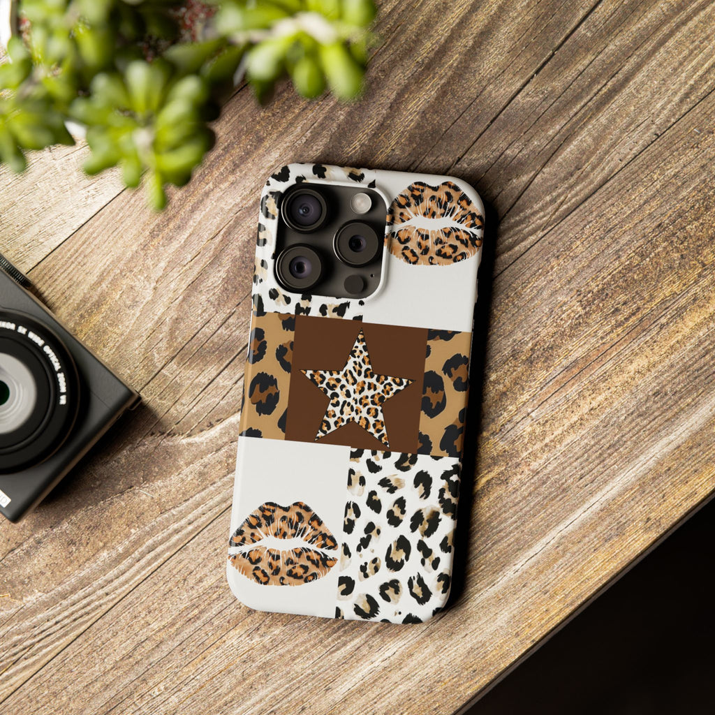 Leopard Kiss Patchwork—  Slim iphone Case