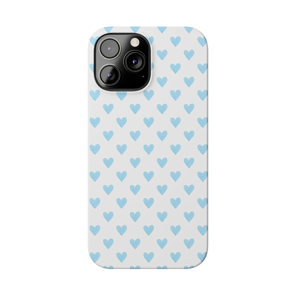 Blue Heart Pattern - Slim iphone Case