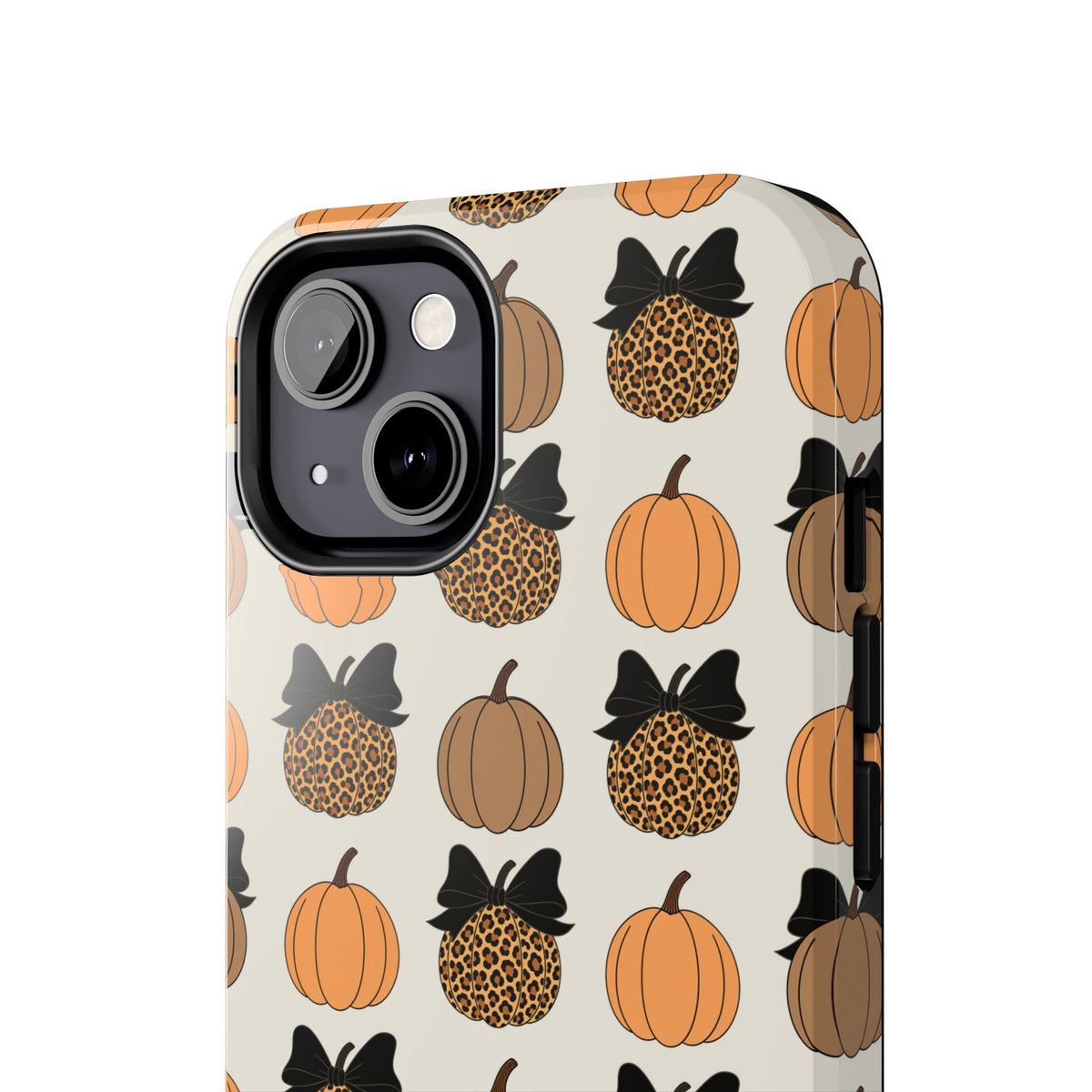 Leopard & Pumpkin Pattern Tough Phone Case — Fall Halloween Protective Cover