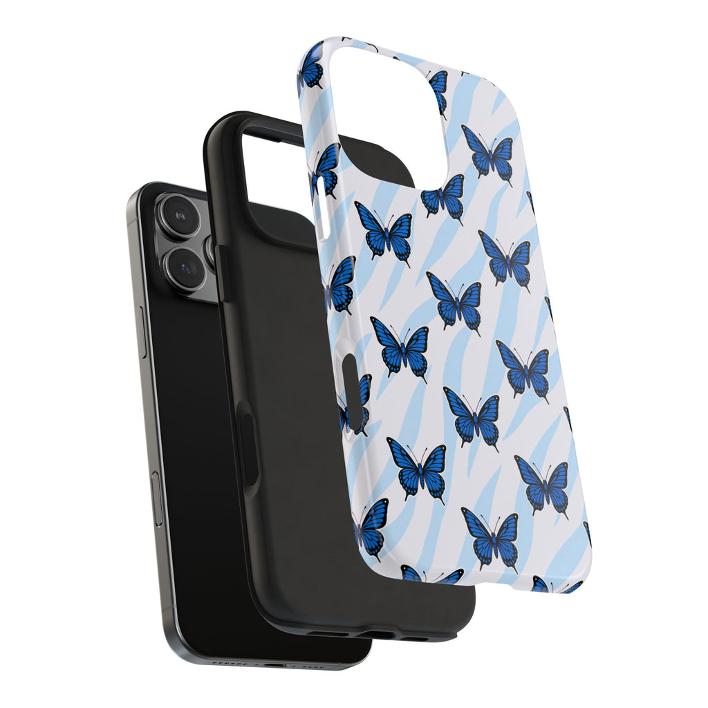 Blue Butterfly and Zebra— Tough Phone Case