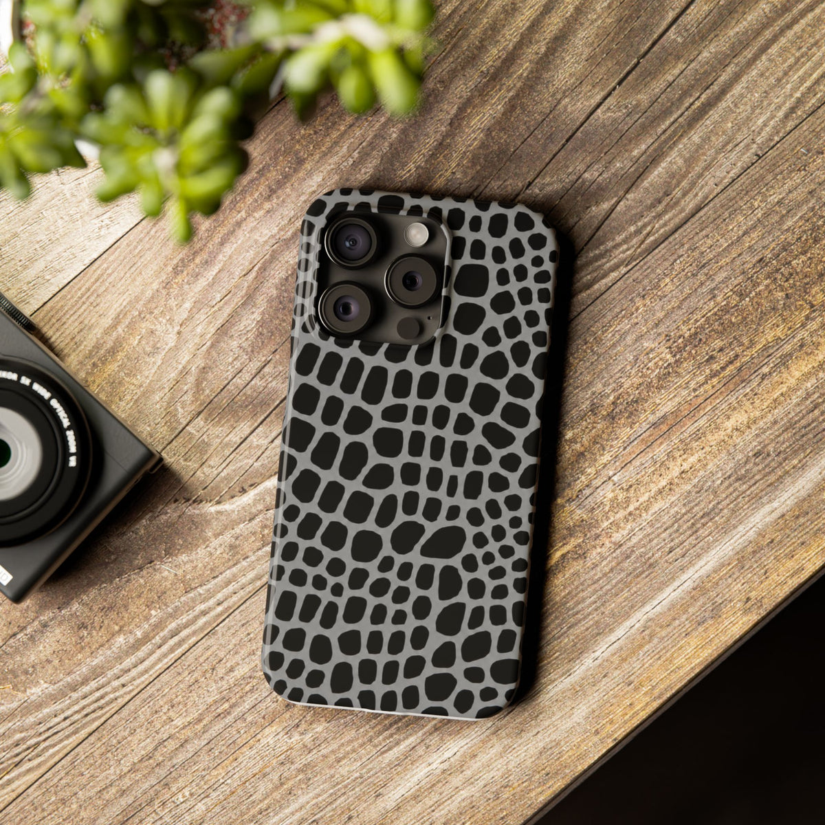 Black & Grey Gator - Slim iphone Case