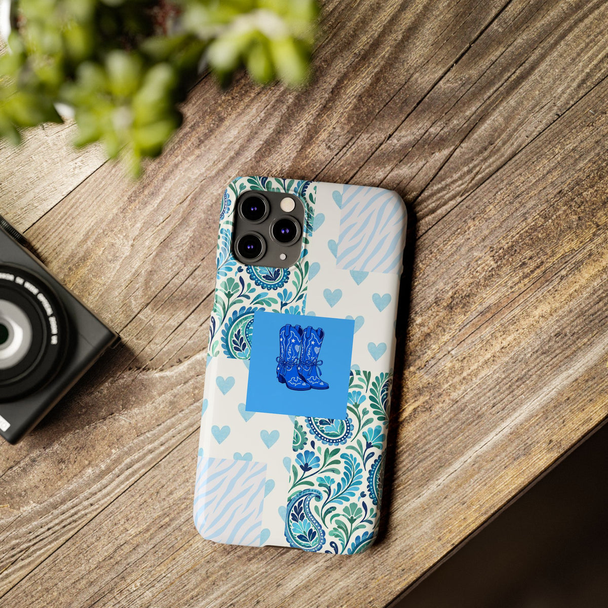 Blue Boot Multi Pattern  – Slim iphone Case