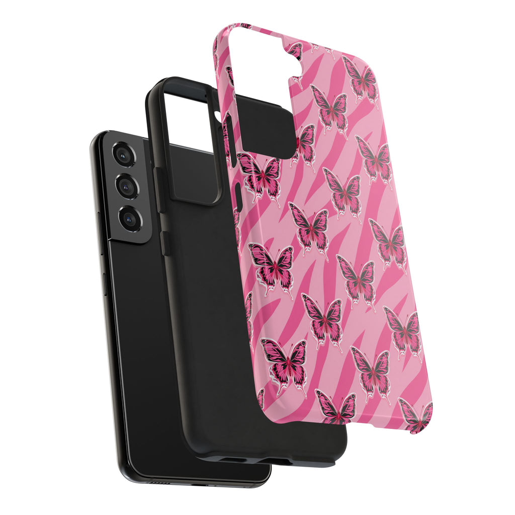 Pink Butterfly and Zebra— Tough Phone Case