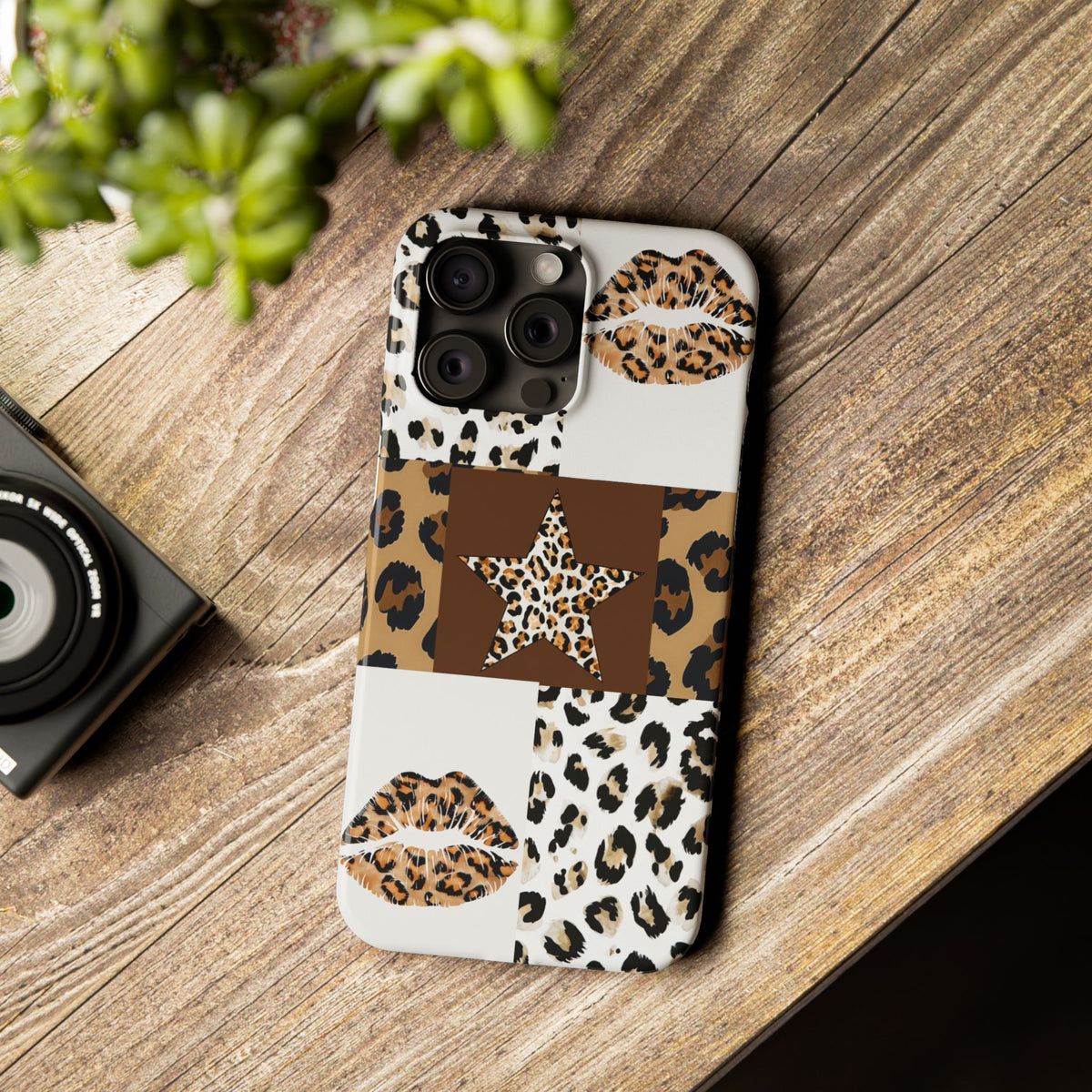 Leopard Kiss Patchwork—  Slim iphone Case