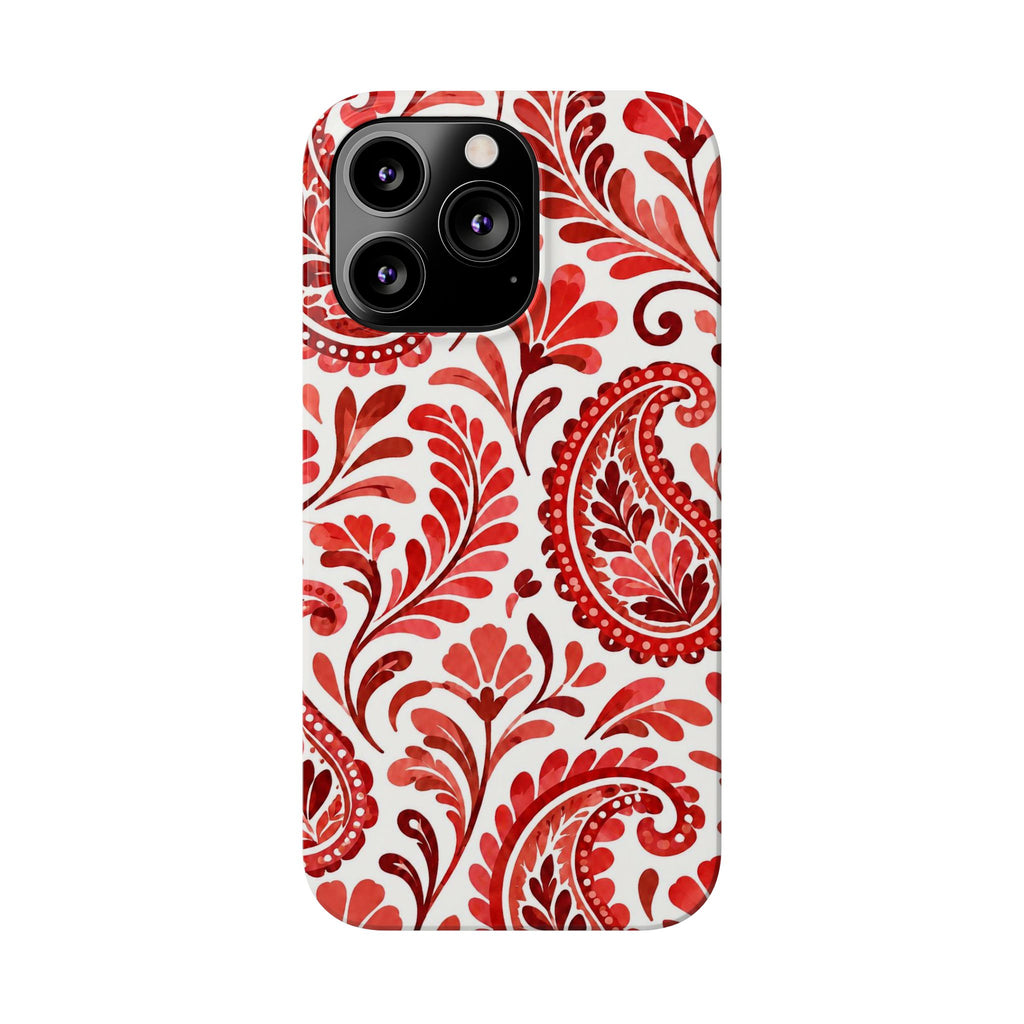 Red Paisley Pattern — Slim iphone Case