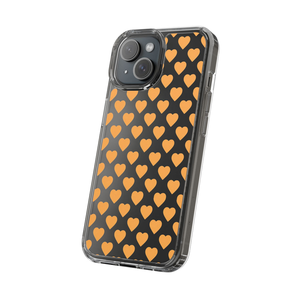 Orange Heart Pattern— Clear Phone Case