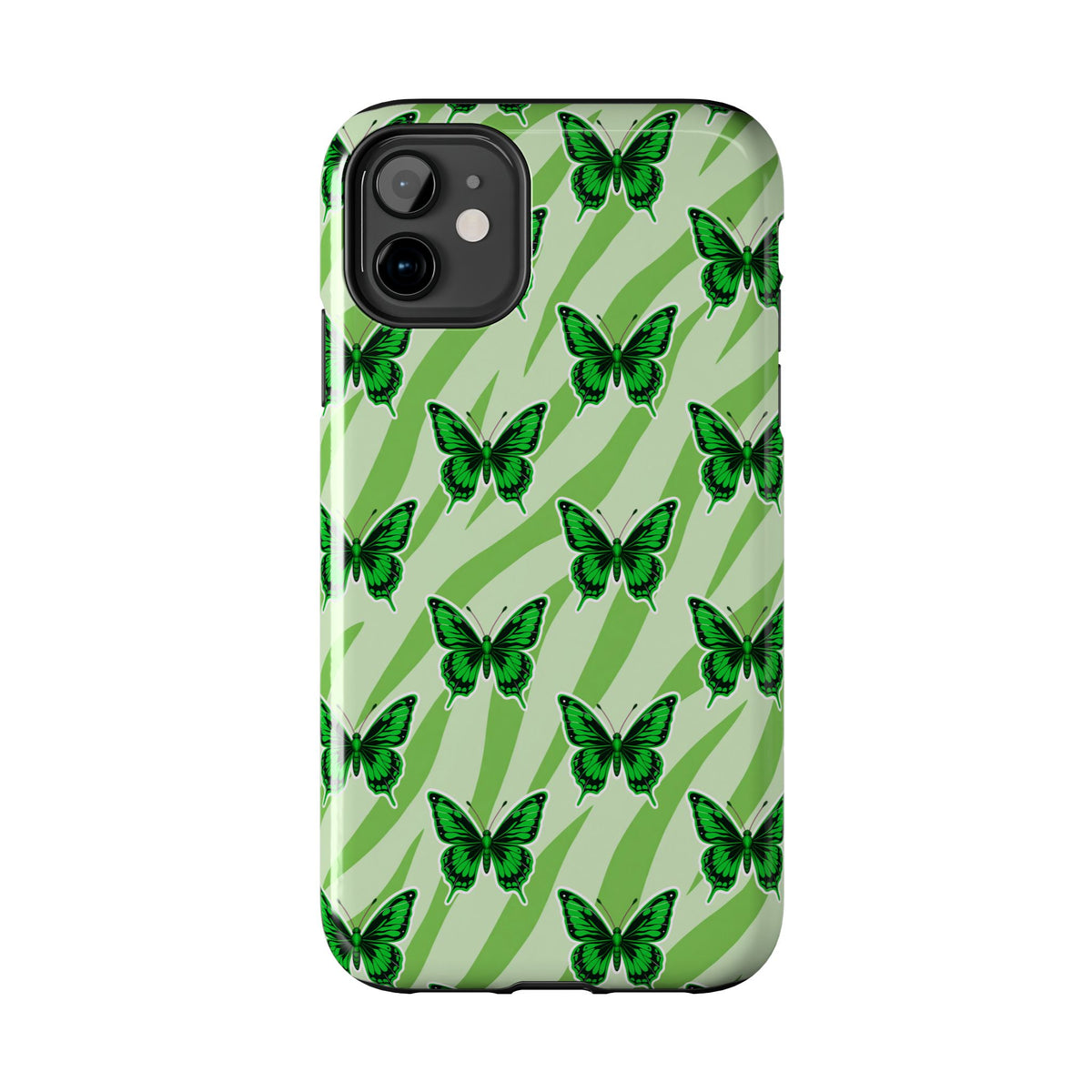 Green Butterfly and Zebra —Tough Phone Case