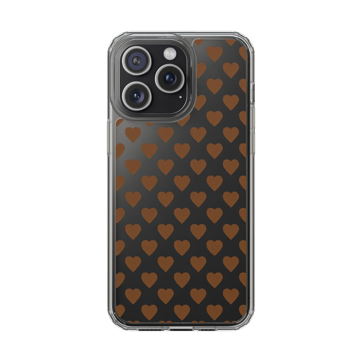 Brown Heart Pattern — Clear Phone Case