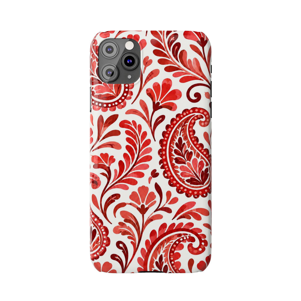 Red Paisley Pattern — Slim iphone Case