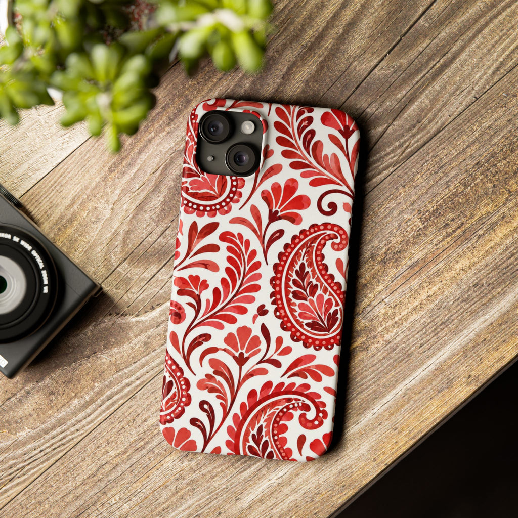 Red Paisley Pattern — Slim iphone Case
