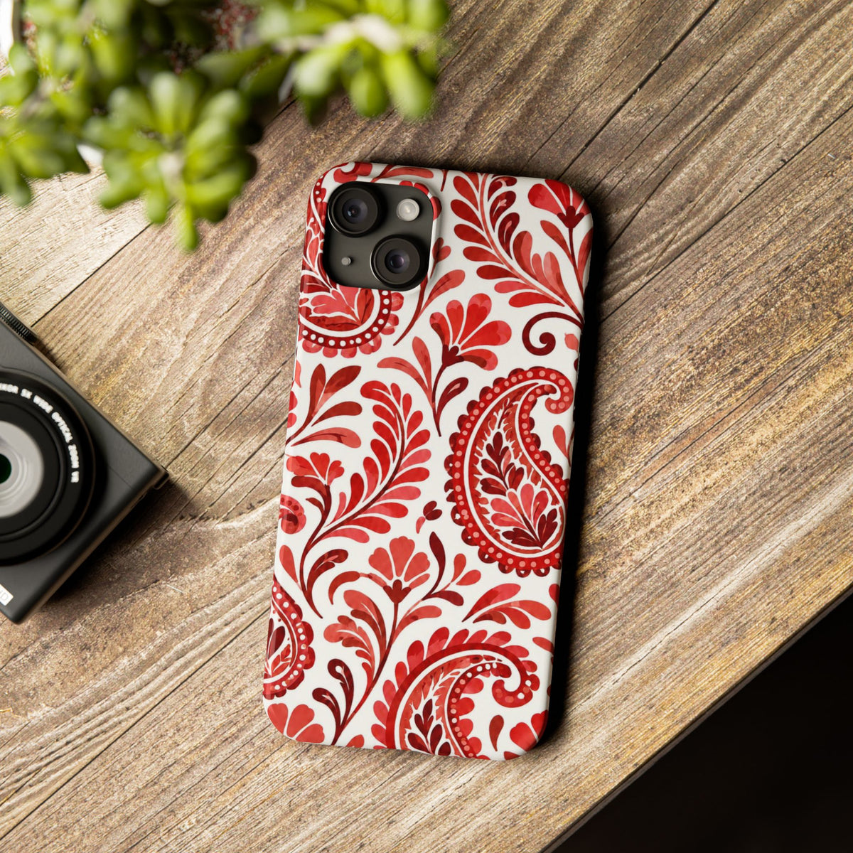 Red Paisley Pattern — Slim iphone Case