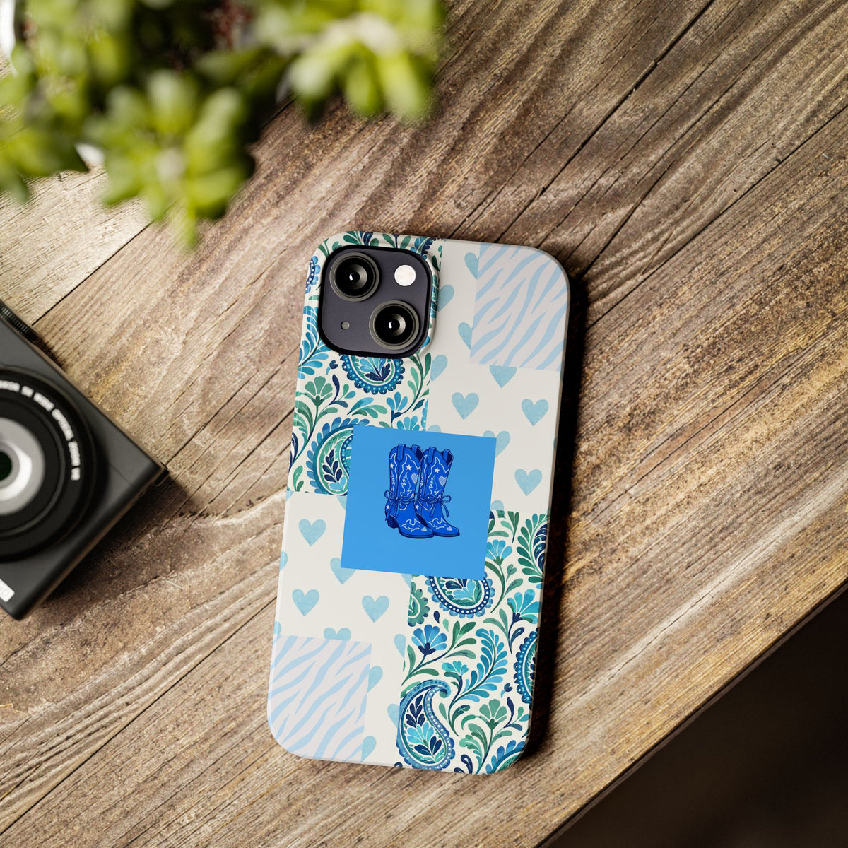 Blue Boot Multi Pattern  – Slim iphone Case