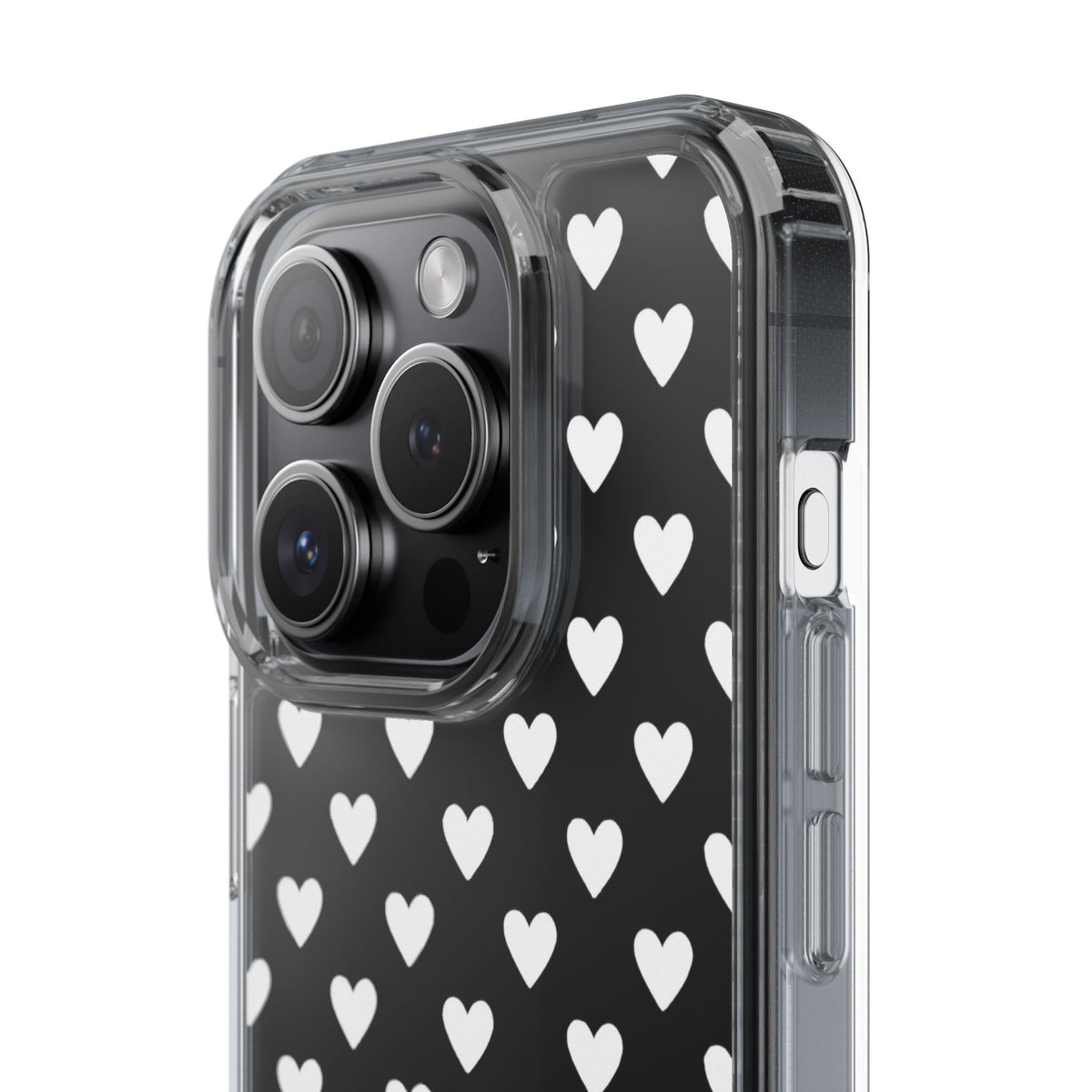 White Heart Pattern — Clear Phone Case