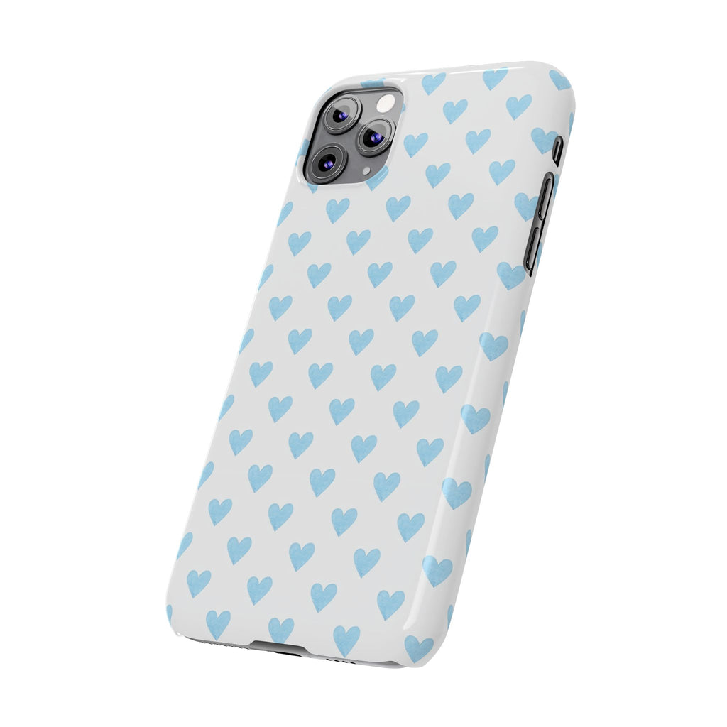 Blue Heart Pattern - Slim iphone Case