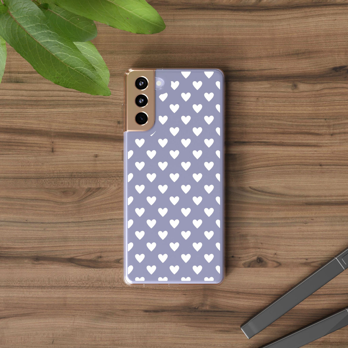 White Heart Pattern — Clear Phone Case
