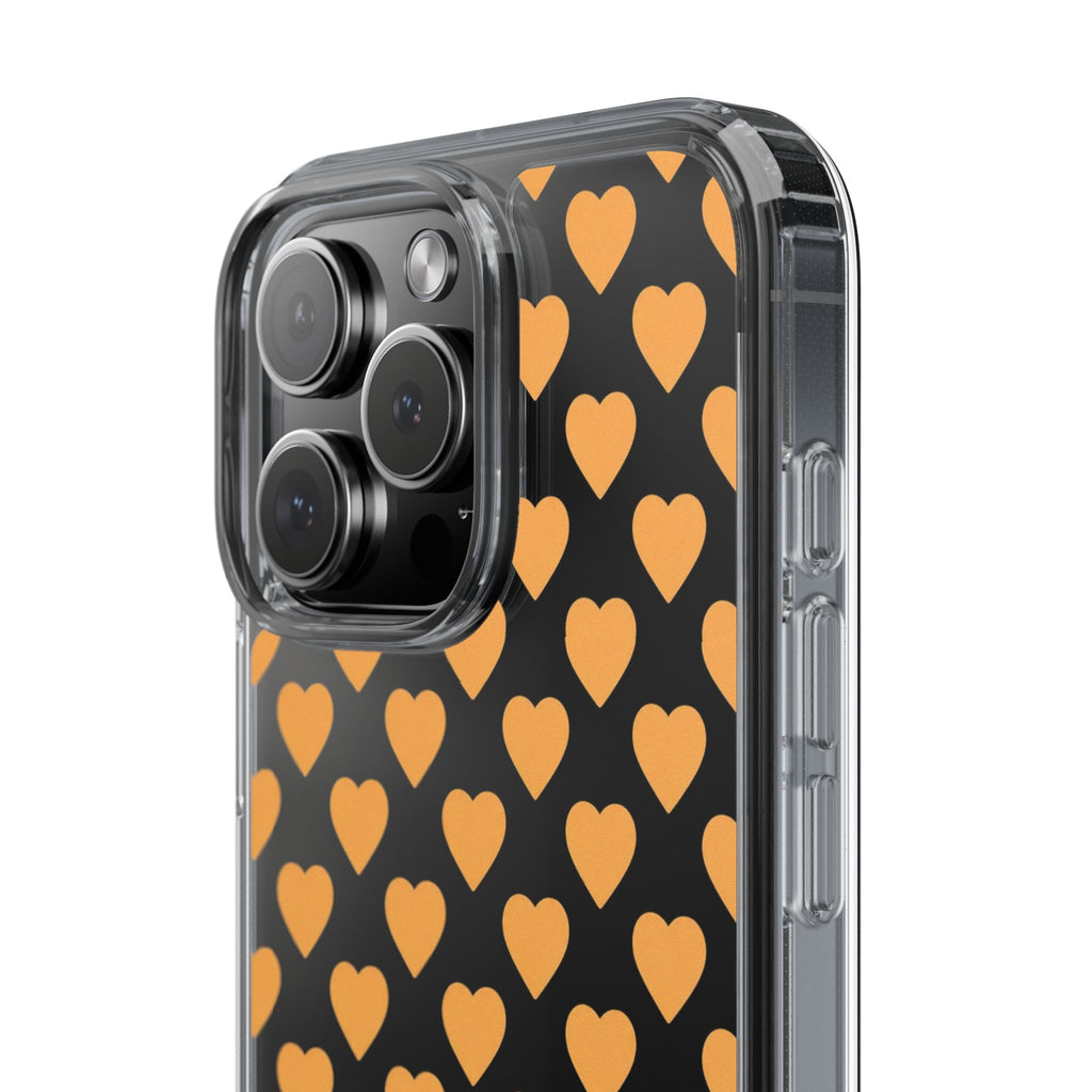 Orange Heart Pattern— Clear Phone Case