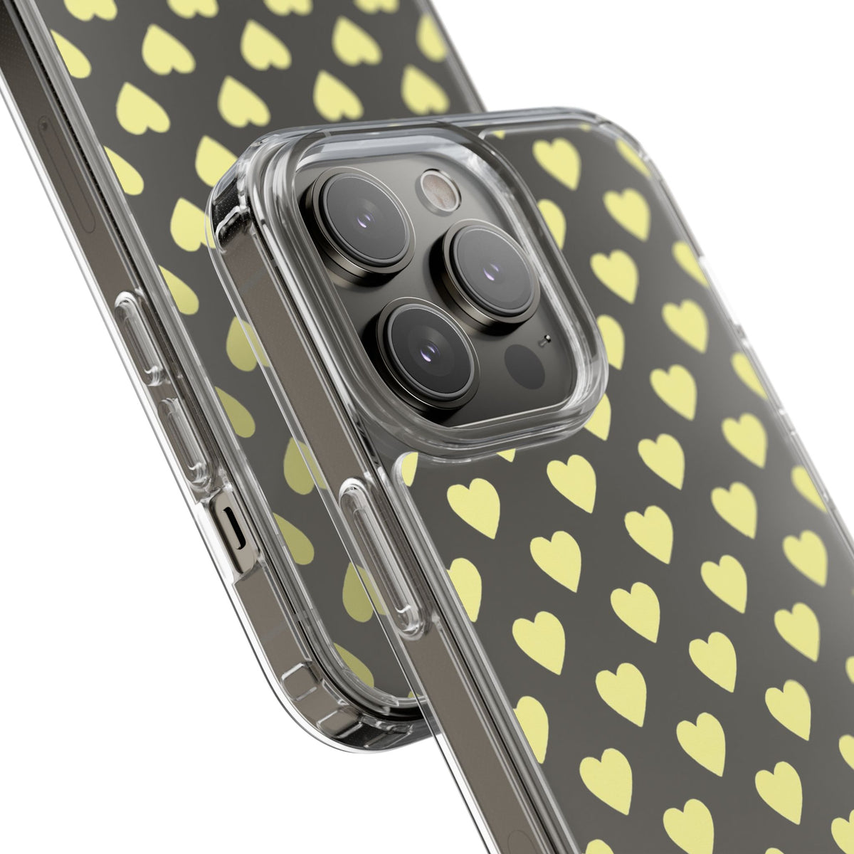 Yellow Heart Pattern — Clear Phone Case
