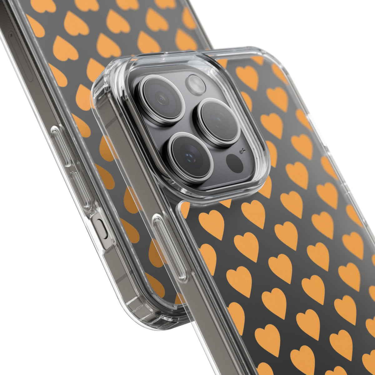 Orange Heart Pattern— Clear Phone Case