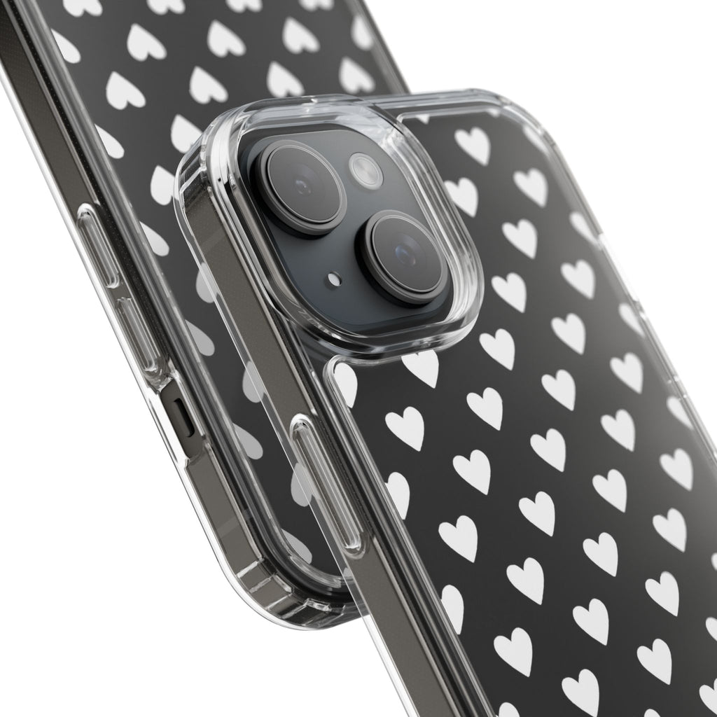 White Heart Pattern — Clear Phone Case