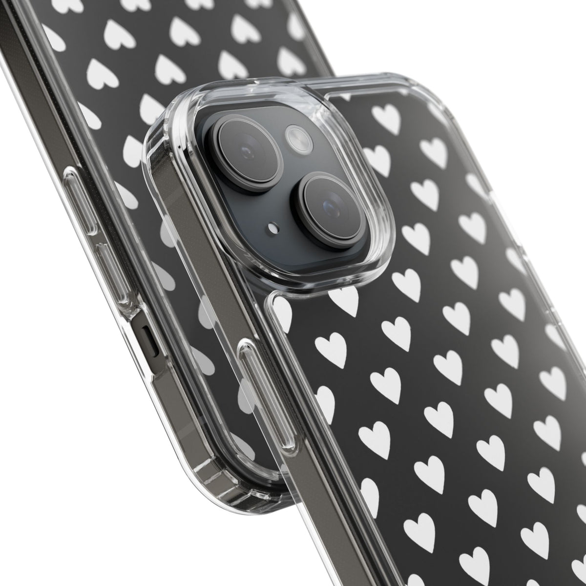 White Heart Pattern — Clear Phone Case