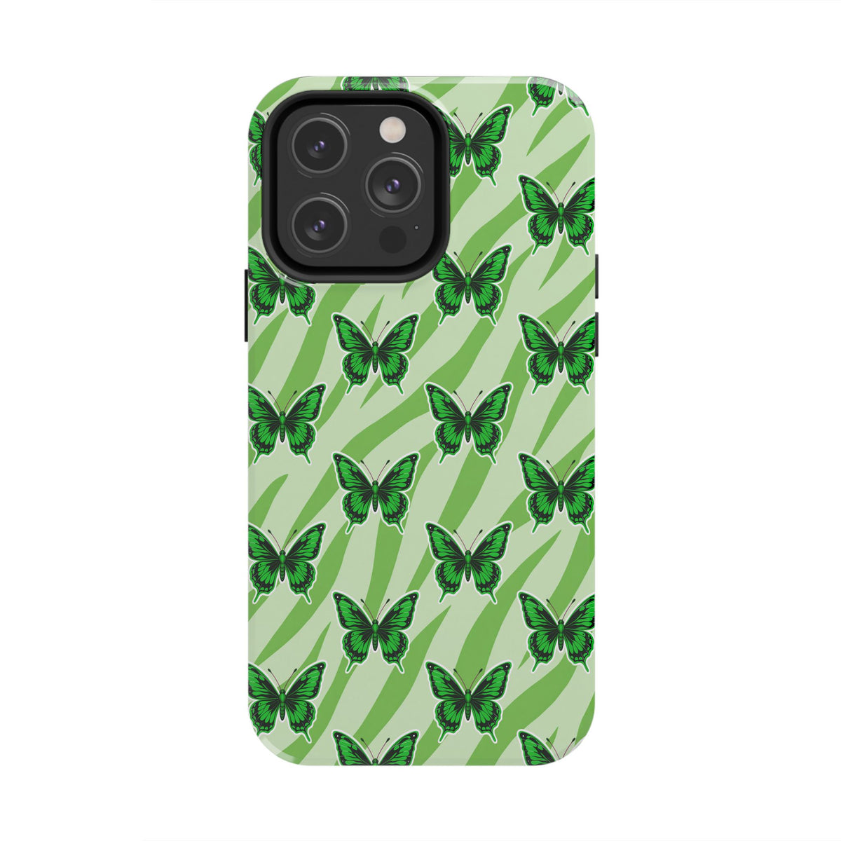 Green Butterfly and Zebra —Tough Phone Case