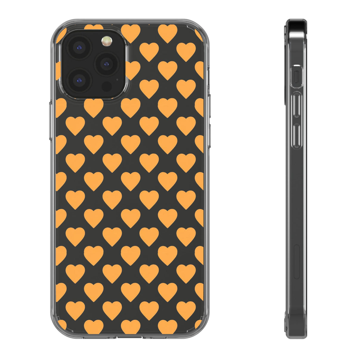 Orange Heart Pattern— Clear Phone Case
