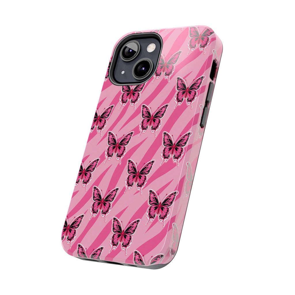 Pink Butterfly and Zebra— Tough Phone Case