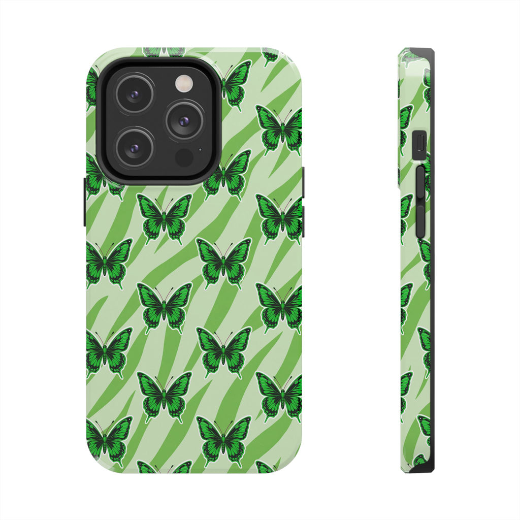 Green Butterfly and Zebra —Tough Phone Case