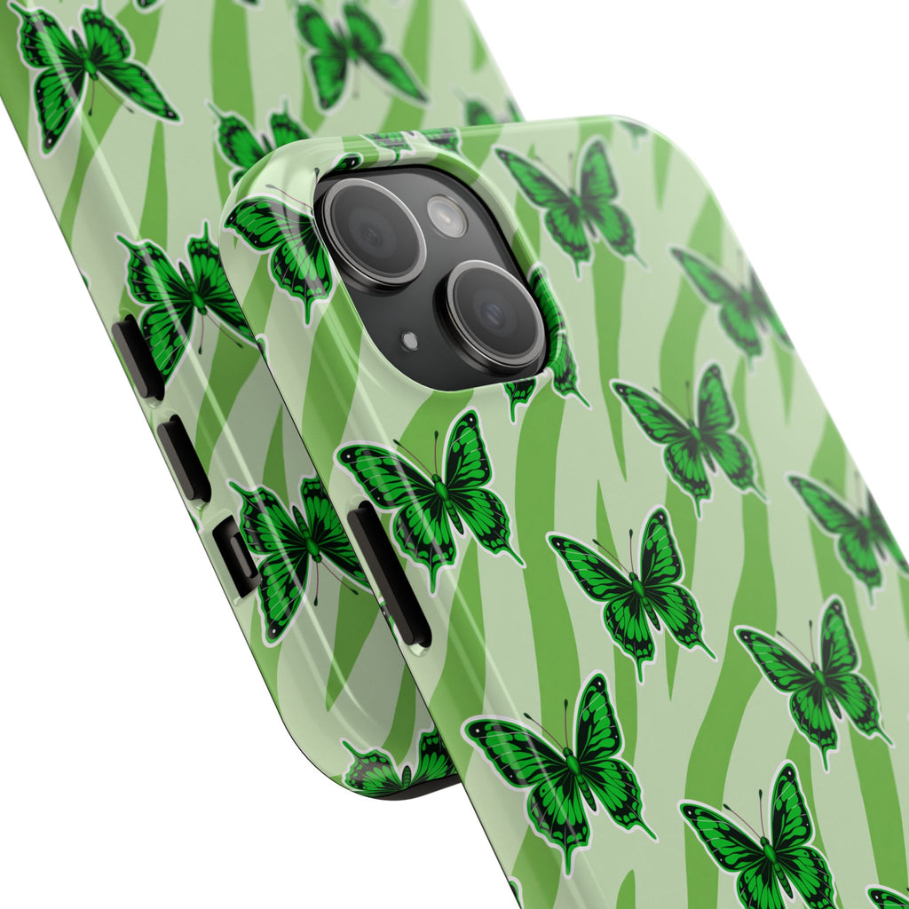 Green Butterfly and Zebra —Tough Phone Case