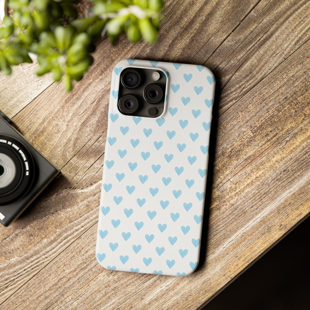 Blue Heart Pattern - Slim iphone Case