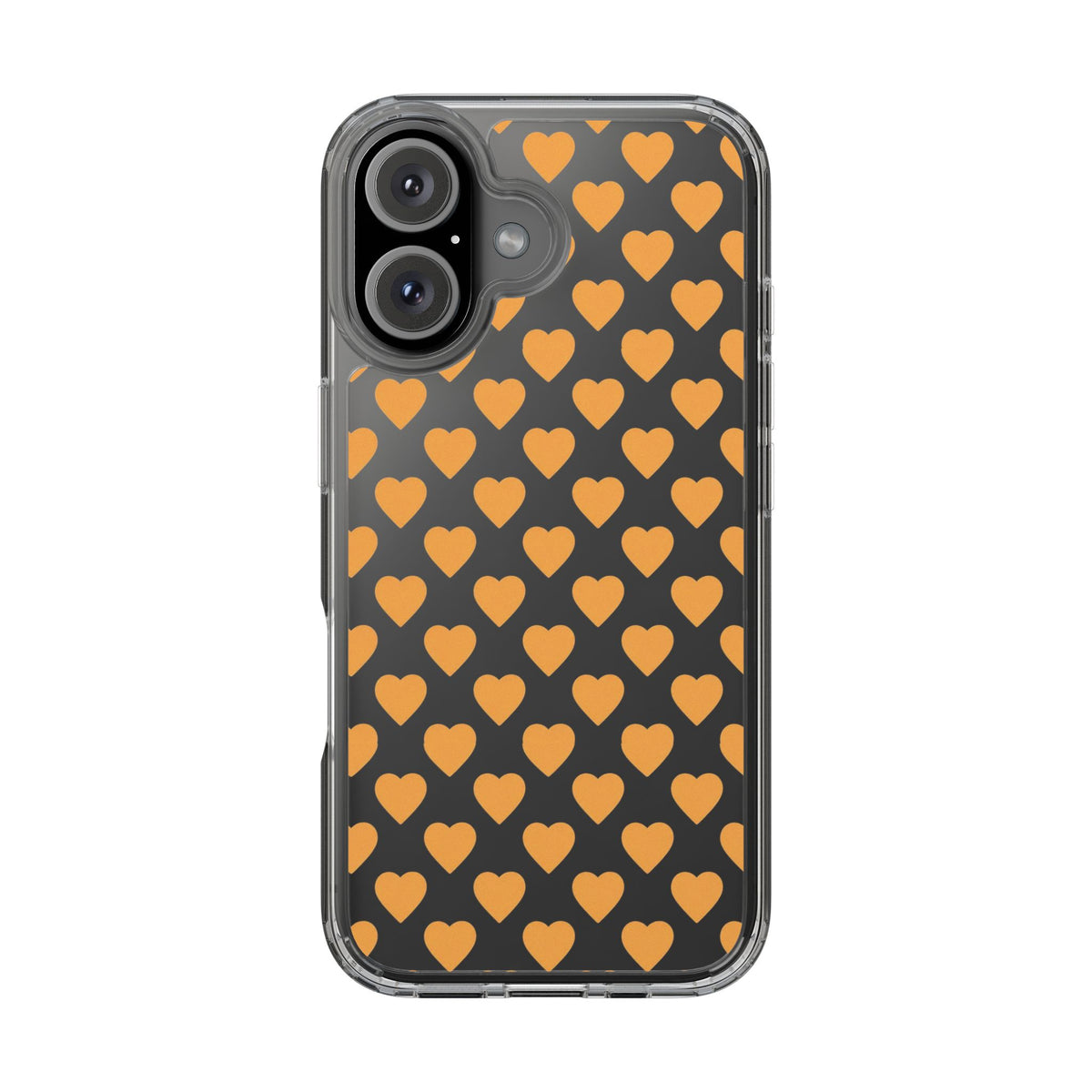 Orange Heart Pattern— Clear Phone Case