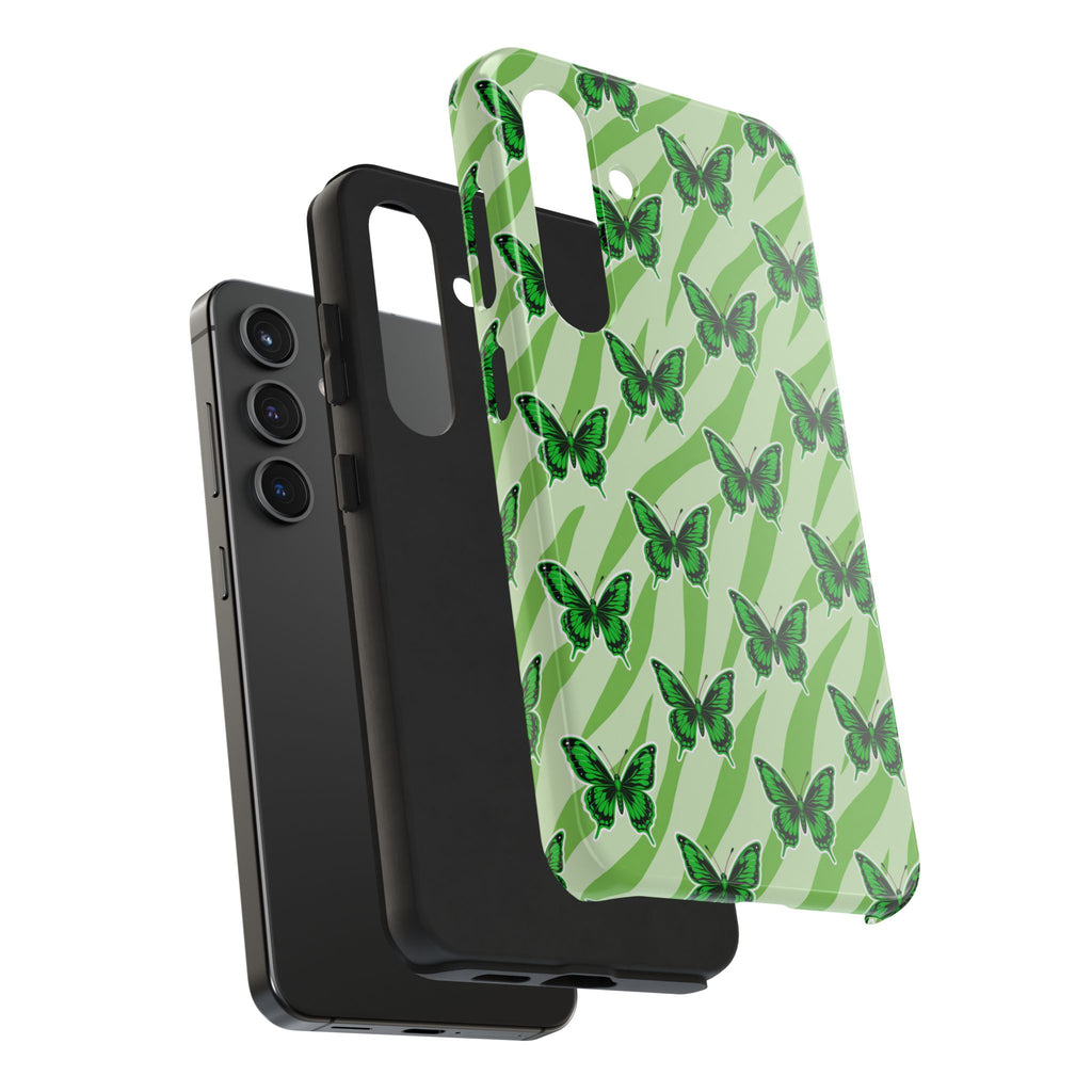 Green Butterfly and Zebra —Tough Phone Case