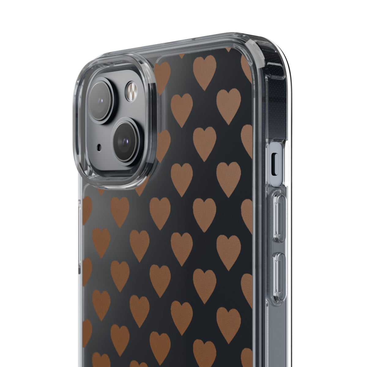 Brown Heart Pattern — Clear Phone Case