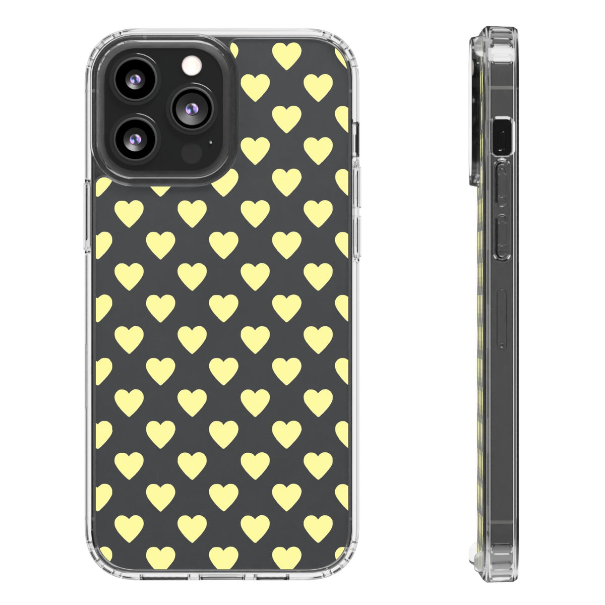 Yellow Heart Pattern — Clear Phone Case