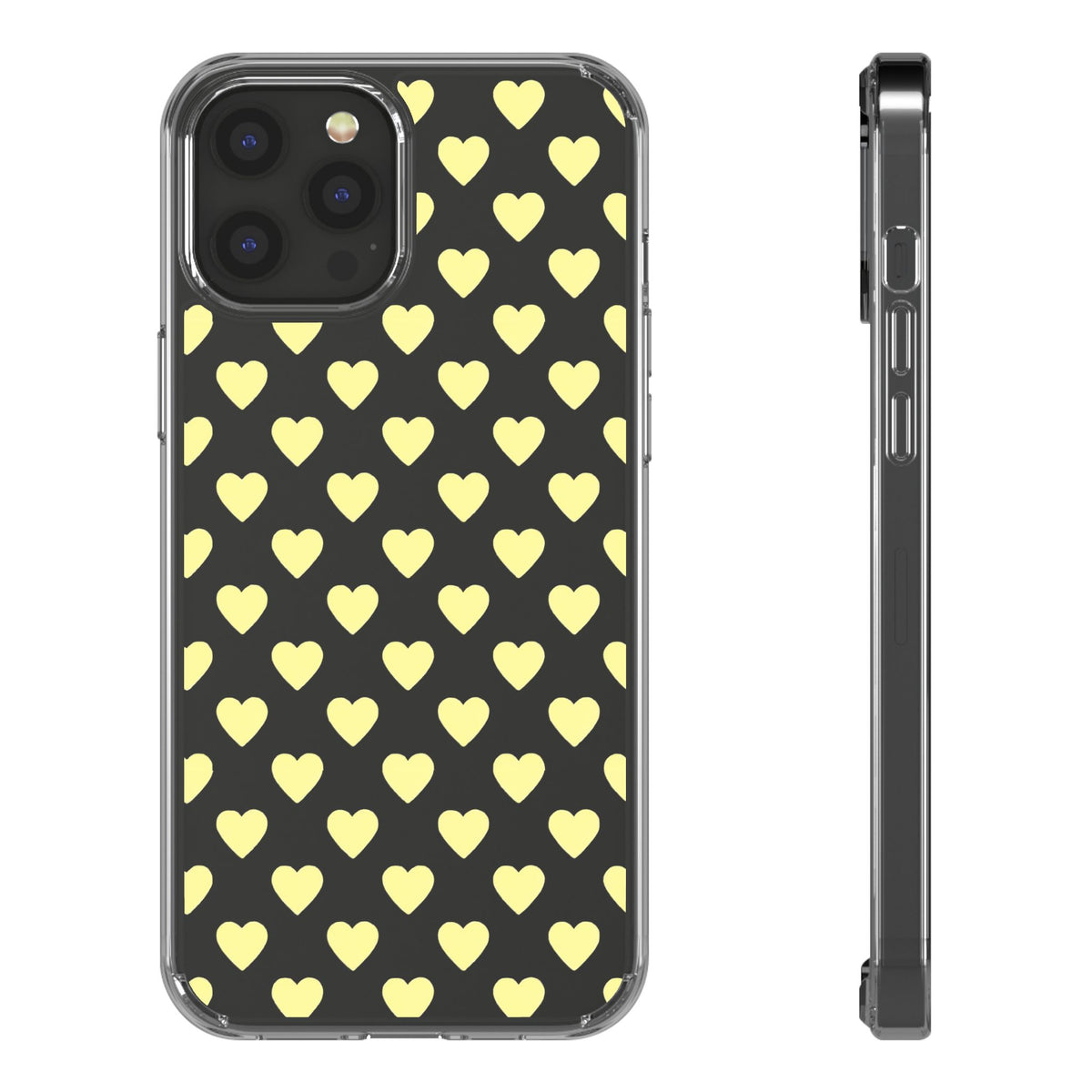 Yellow Heart Pattern — Clear Phone Case