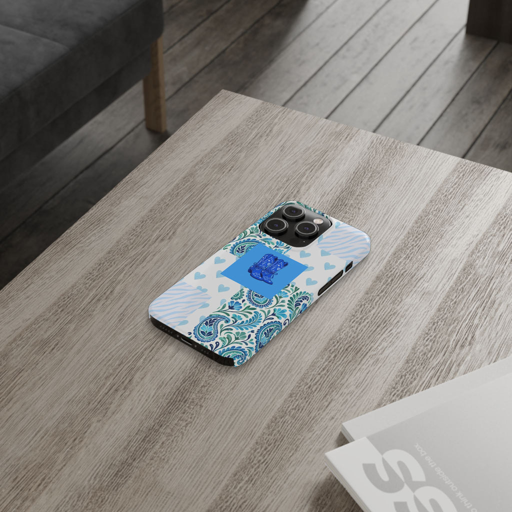 Blue Boot Multi Pattern  – Slim iphone Case