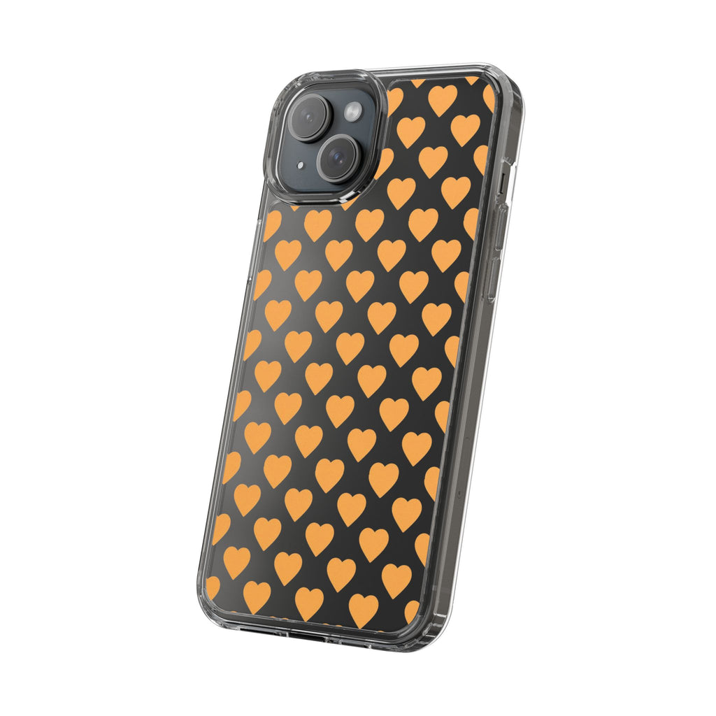 Orange Heart Pattern— Clear Phone Case