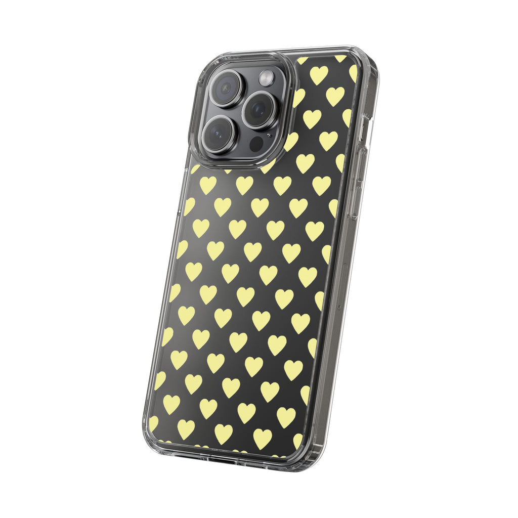 Yellow Heart Pattern — Clear Phone Case