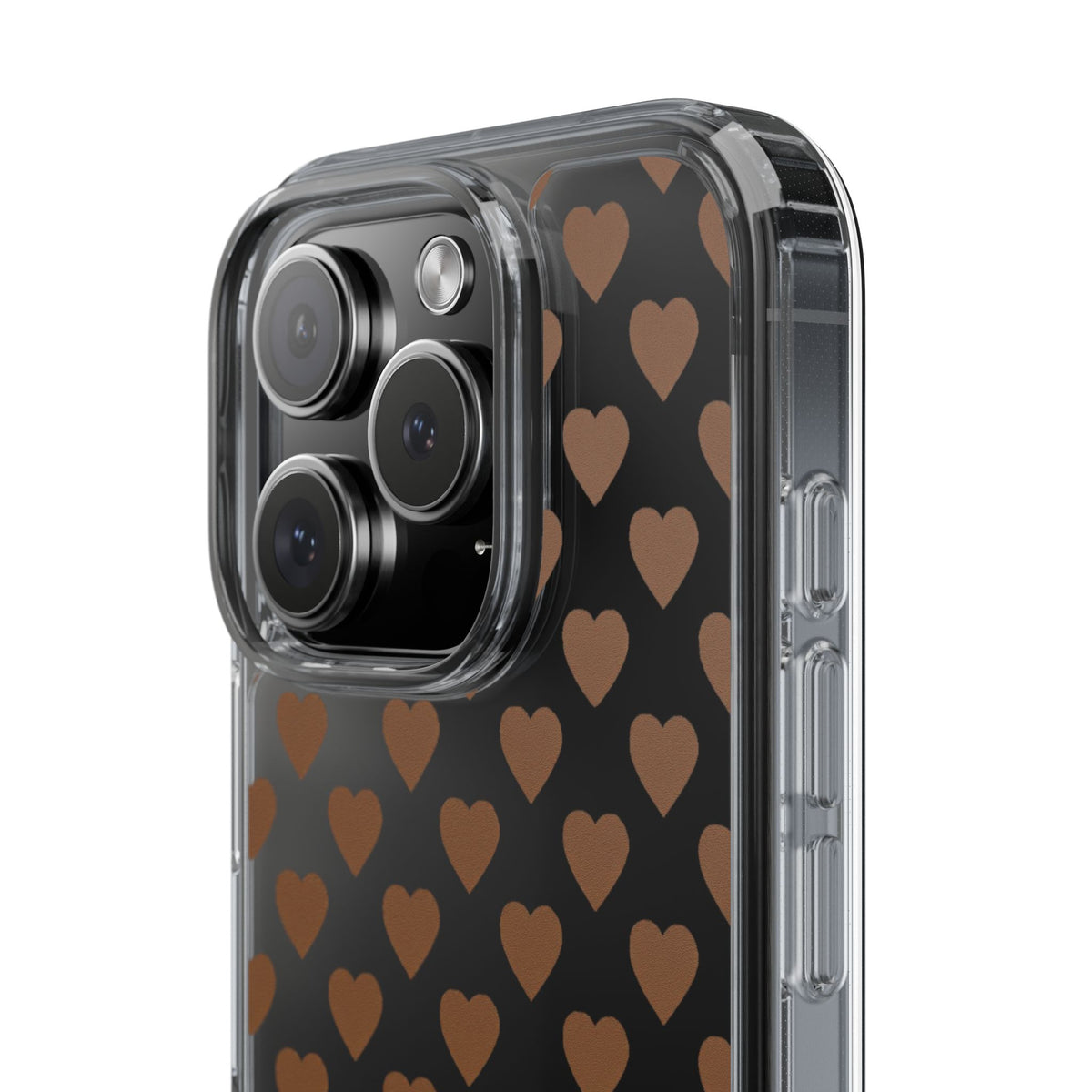 Brown Heart Pattern — Clear Phone Case