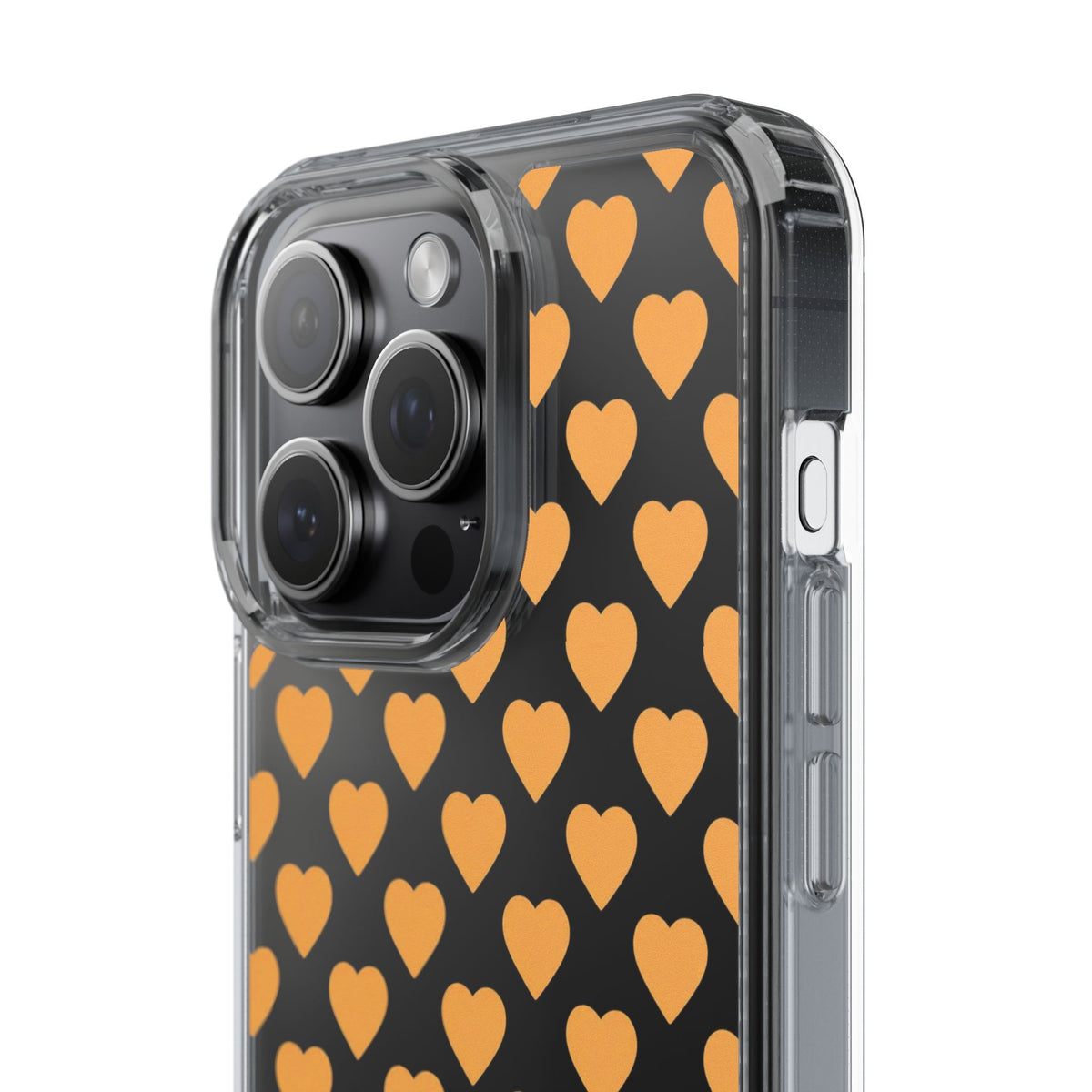 Orange Heart Pattern— Clear Phone Case
