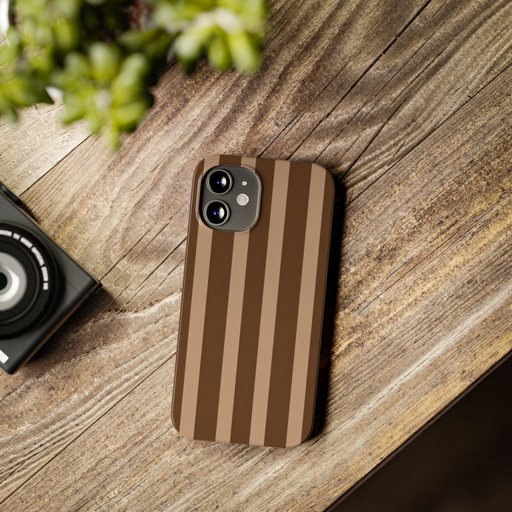 Retro Brown Stripes— Slim iphone Case