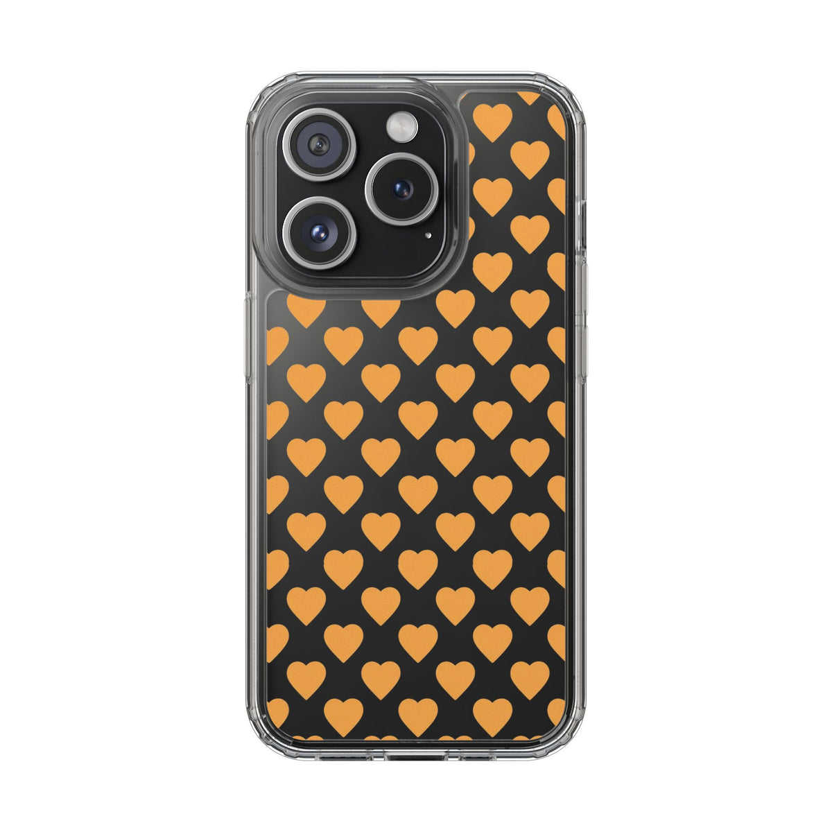 Orange Heart Pattern— Clear Phone Case