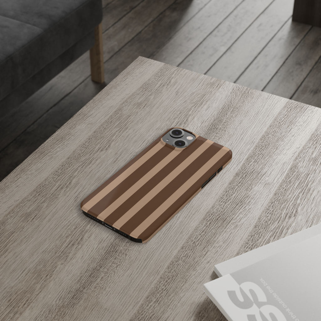 Retro Brown Stripes— Slim iphone Case