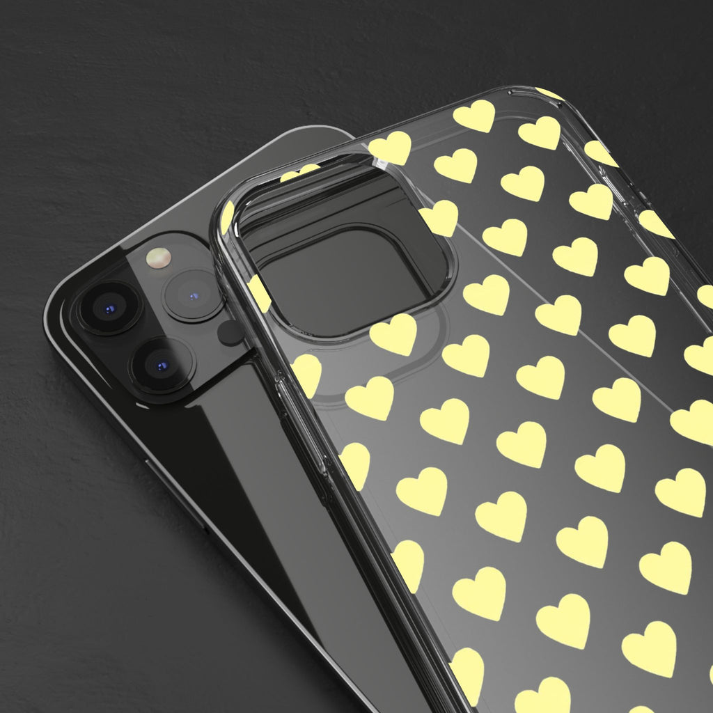 Yellow Heart Pattern — Clear Phone Case