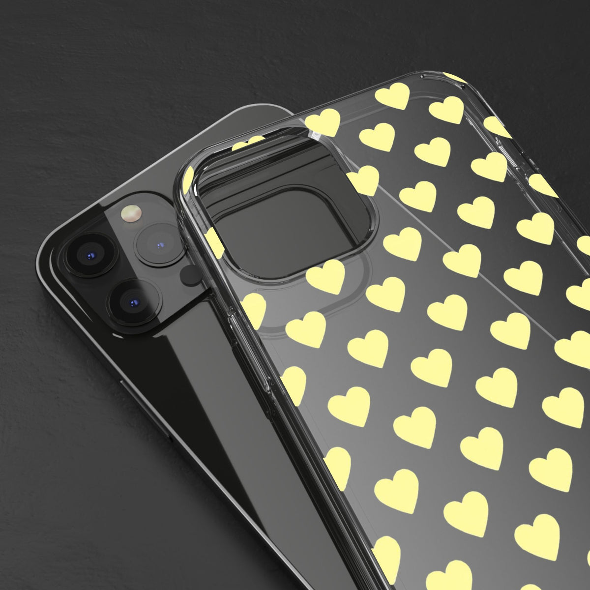 Yellow Heart Pattern — Clear Phone Case