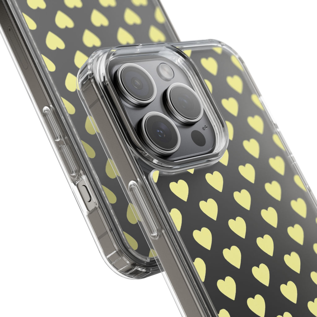Yellow Heart Pattern — Clear Phone Case